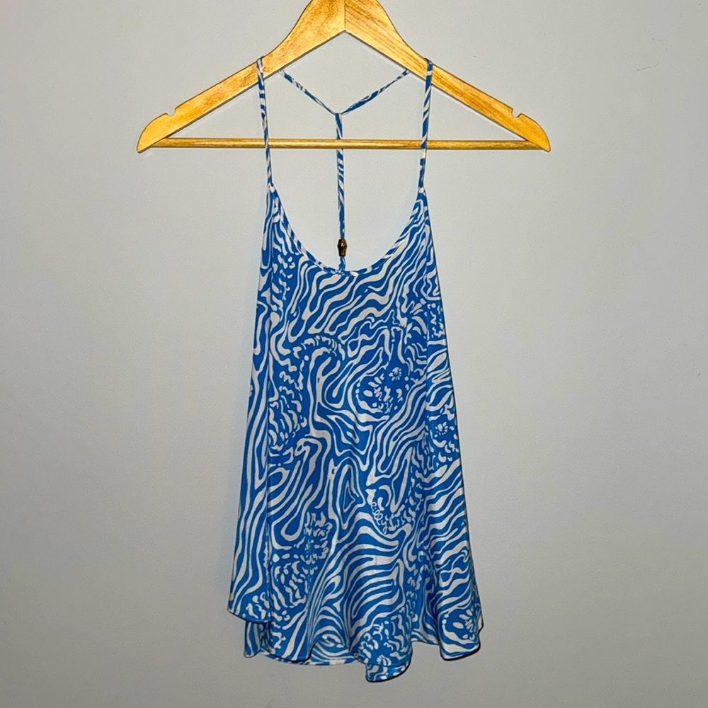 Lilly Pulitzer Maisy Solar Blue Night Swimming Razorback Tank Top